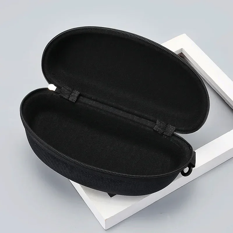 Custodia per occhiali da sole con bordo grande in tessuto Oxford nero da lavoro con cerniera Custodia per occhiali Scatola Accessori Scatola per occhiali alla moda