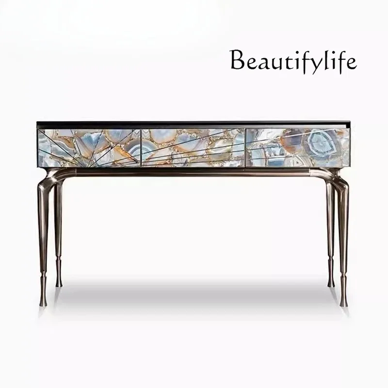 

Nordic Entrance Cabinet Light Luxury Luxury Designer Mansion Villa Large Flat Floor Foyer Luxury Stone Locker