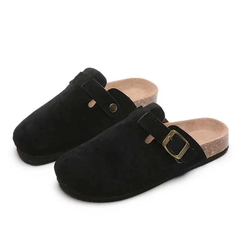 Outdoor Beach Slippers Women's Slippers XIZOU 2024 New Thick Bottom Women's Half Trailer Cow Suede Hooded Slippers
