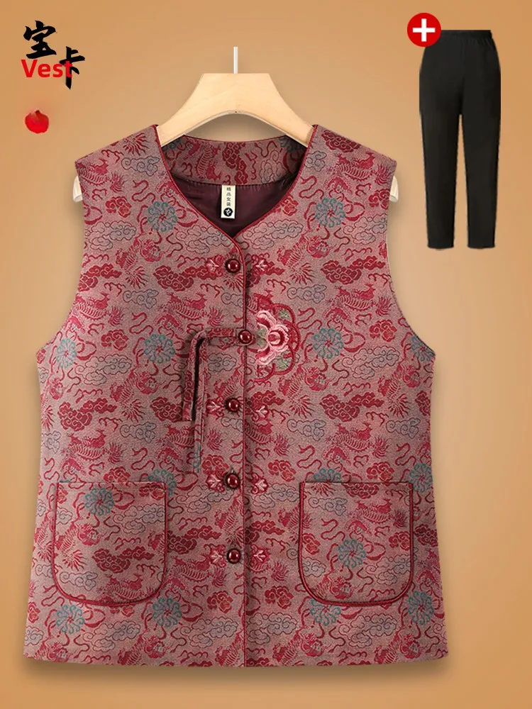 

Sli новый китайский жилет для женщин, весенне-осенняя верхняя одежда, модная одежда для мам, длинная свеч на пуговицах