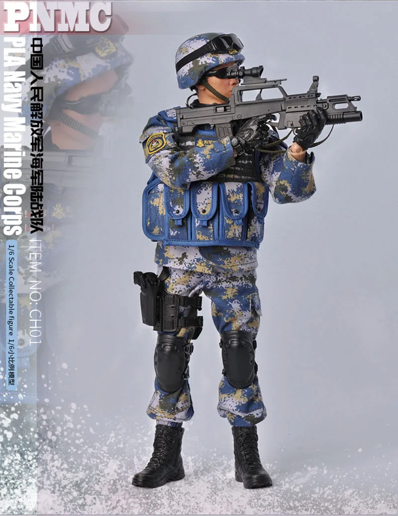 Boys Gifts 1/6 Mini 30cm PVC Male Solider PEACE Mission PNMC PLA Navy Marine Corps Action Figure Model Toys with Weapon