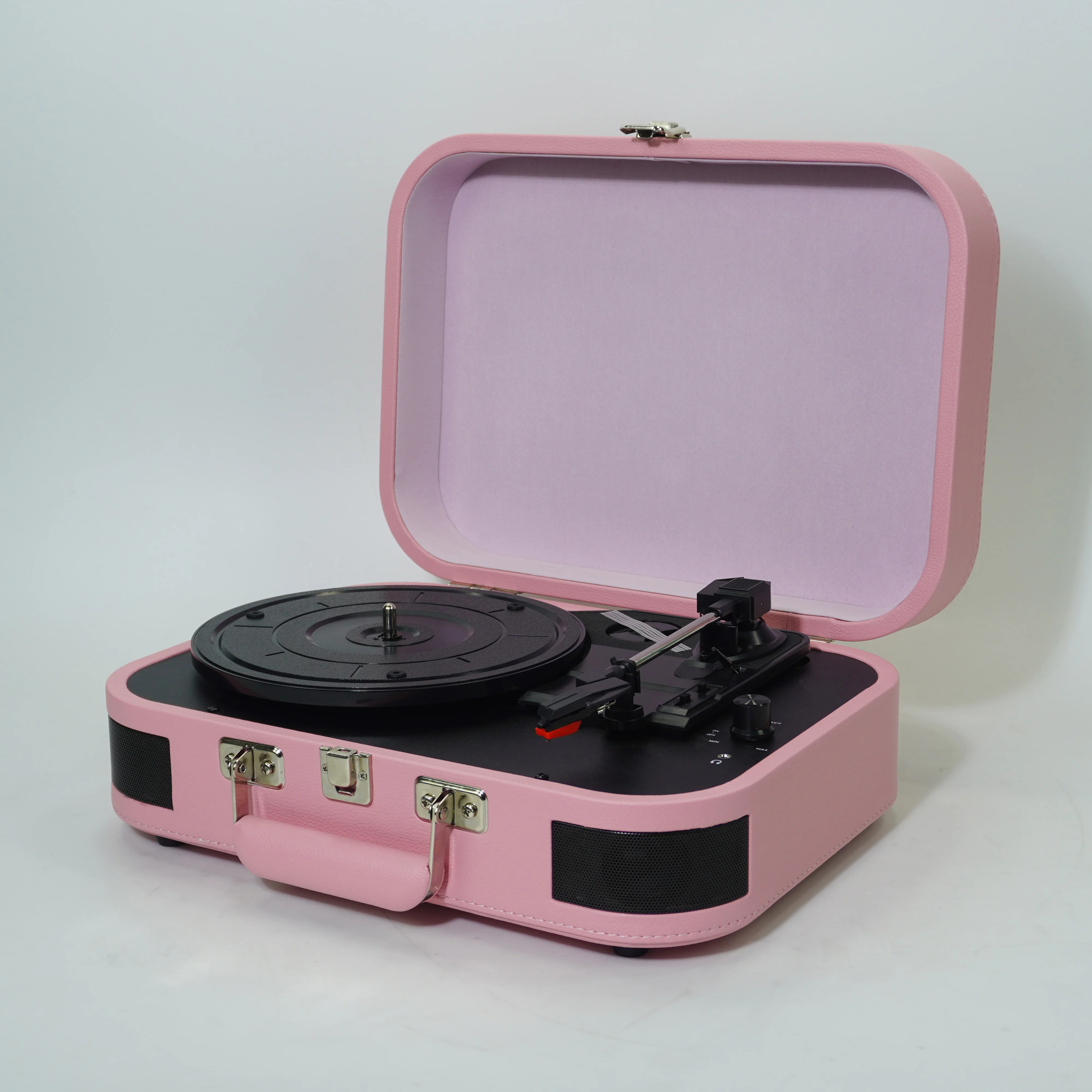 

Vintage Bluetooth Turntable in Leather Case, 33/45/78 RPM, Supports 7-12" Vinyls, HiFi Stereo Sound, AUX Input, Type-C Charging