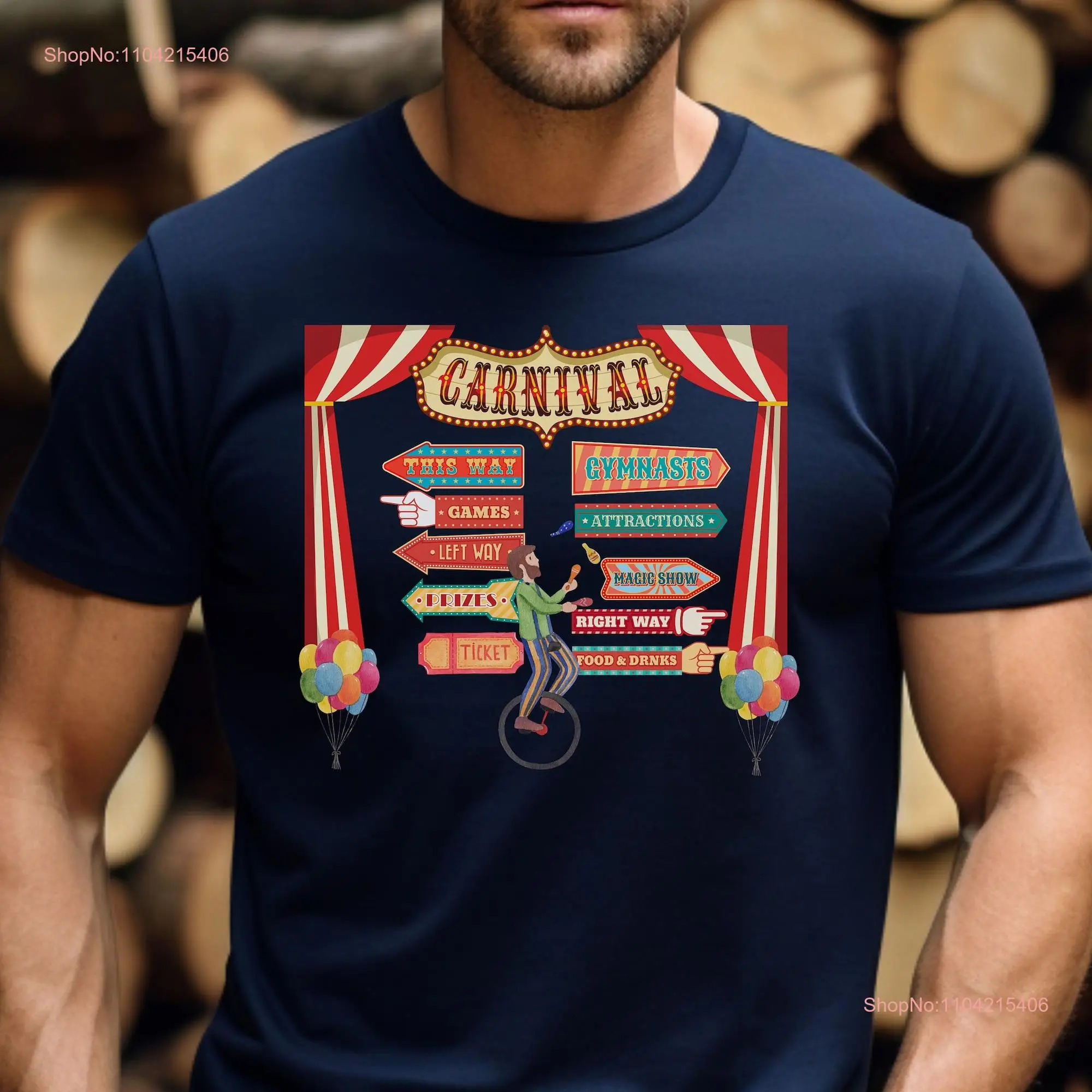 Carnival Retro T Shirt Old Fashioned Unicycle Juggler Vintage Look long or short sleeves