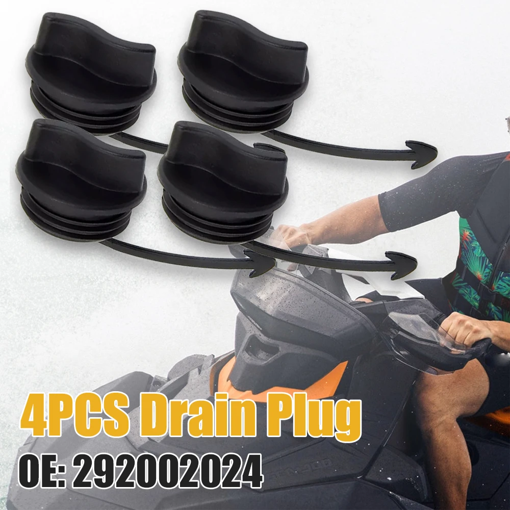 

4Pcs Black Plastic Car Drain Plug Cover Caps with O-Ring 292002024 292001320 Water Clog for SeaDoo Spark RXT GTI GTX Wake