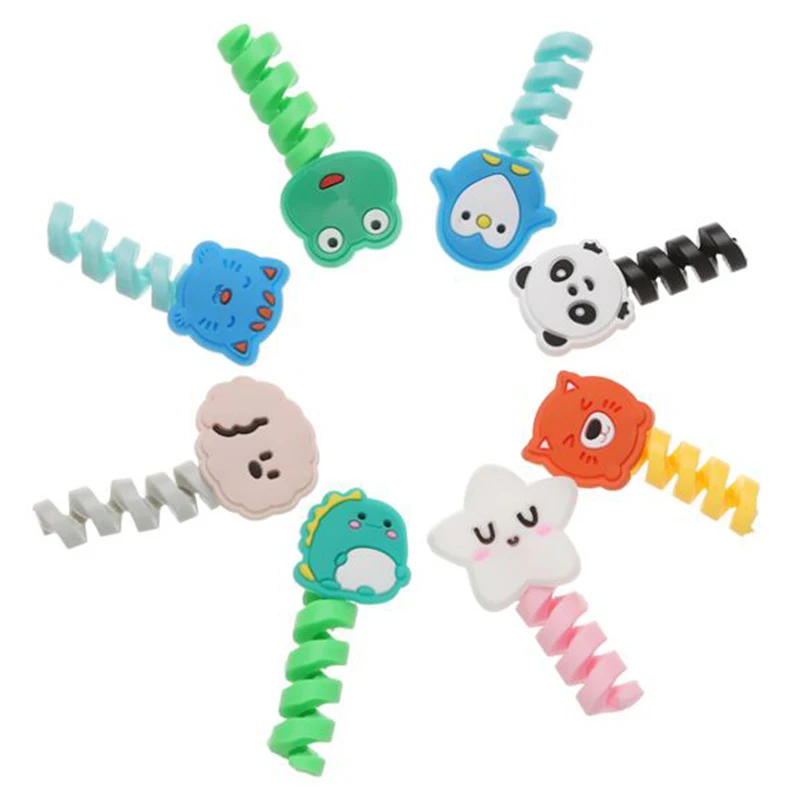 USB Charging Cable Bite Protection Cartoon Animal Charger Cable Wire Organizer Earphone Line Cover Protect Case Phone Decor Wire