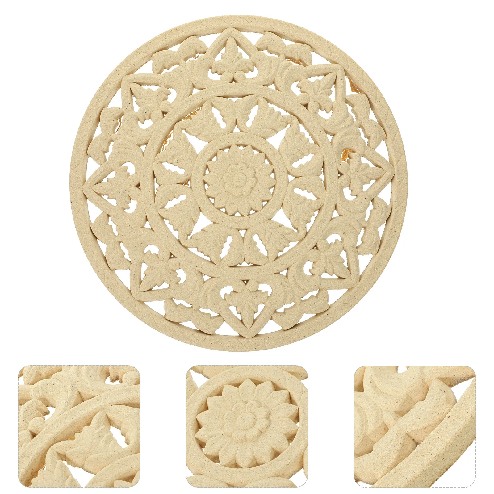 

Vintage Wood Carved Wall Plaque Floral Wooden Applique For Home Decor Door Cabinet Furniture Retro Wall Art Unfinished