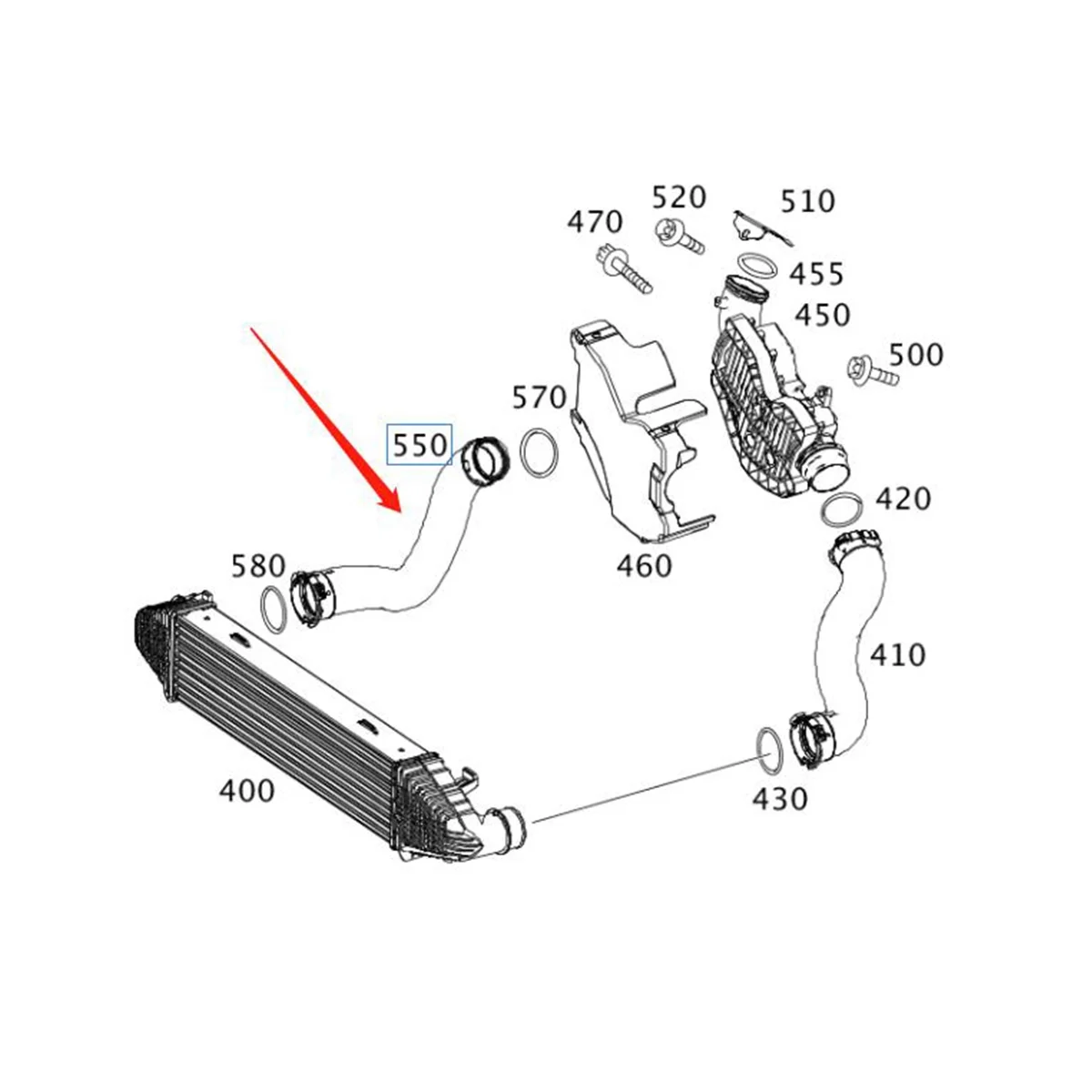 For 11-13 C218 W212 S204 C300 E350 Intercooler Turbo Pipe Hose Turbo Intake Manifold