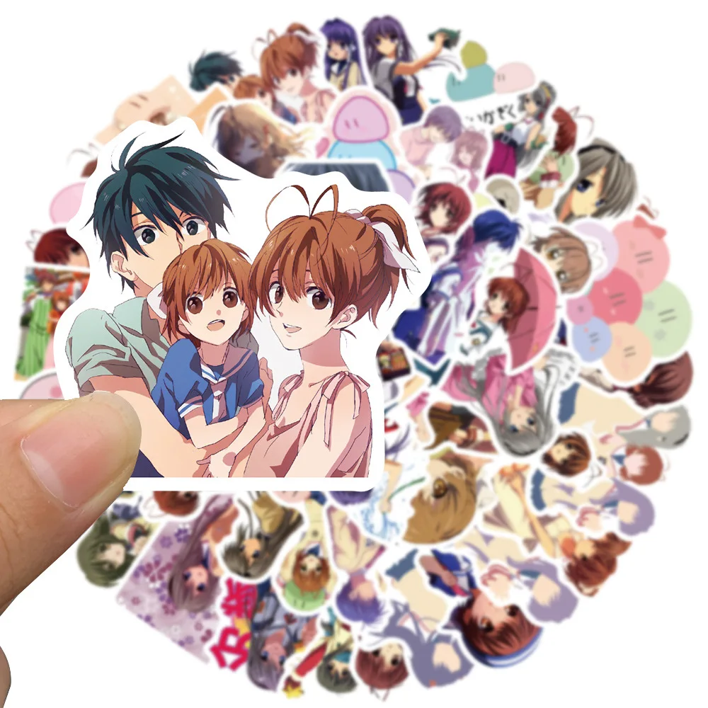 50 قطعة ملصقات أنيمي Clannad الكلاسيكية Tomoyo Tomoya ملصق سكرابوكينغ حقيبة كوب الأمتعة لطيف الفتيات Nagisa Kyou الشارات
