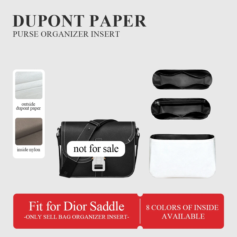 Dupont Paper Purse Organizer Insert Fit for Dior Saddle Handbag, Mini Inside Storage Bag In Bag Organizer Insert Inner Liner Bag