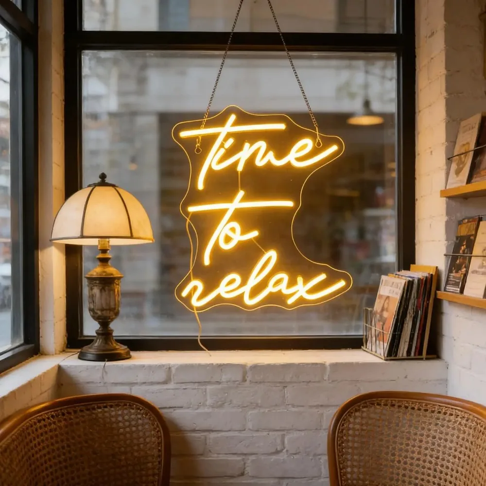 Relaxing Time Neon Light Dimmable Warm Glow Neon Sign for Home Bedroom Living Room Wall Art To Create Cozy Ambiance Perfect Gift