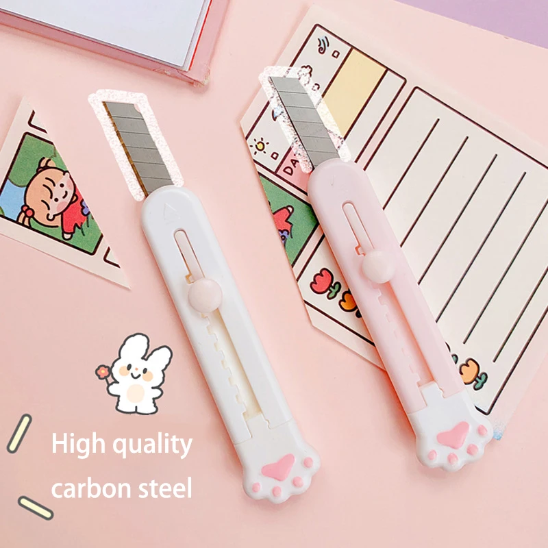 Retractable Utility Knives Cute Cat Paw Knife Portable Letter Opener For Cutting Paper Cardboard Office School Stationery Tools