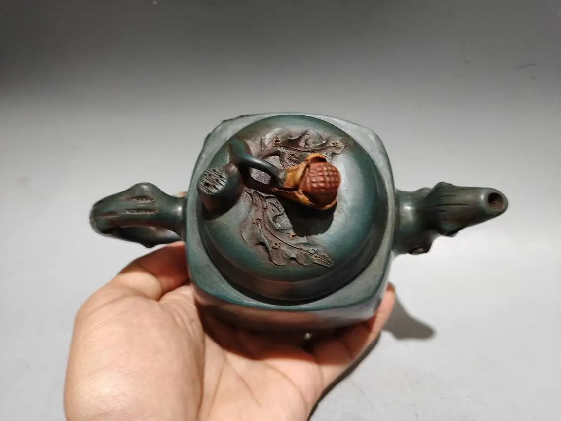 Old Chinese Handicraft Enameled YiXing Zisha (red stoneware) Teapot,Flowers and fruits Style,collect certificates,#02