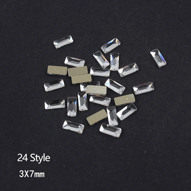 30/100pcs Mixed Shape Transparent White different design Nail Rhinestones Flat bottomr glass Stones For 3D Nail Art Decoration