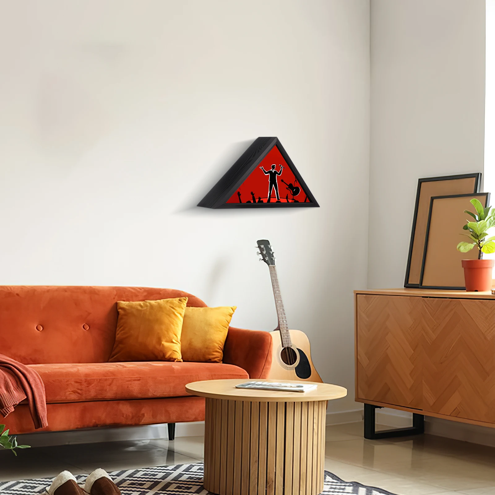 

Wooden Storage Box Triangular Design Wood Material For Home Decor Country Style Living Room Bedroom Use With Protective