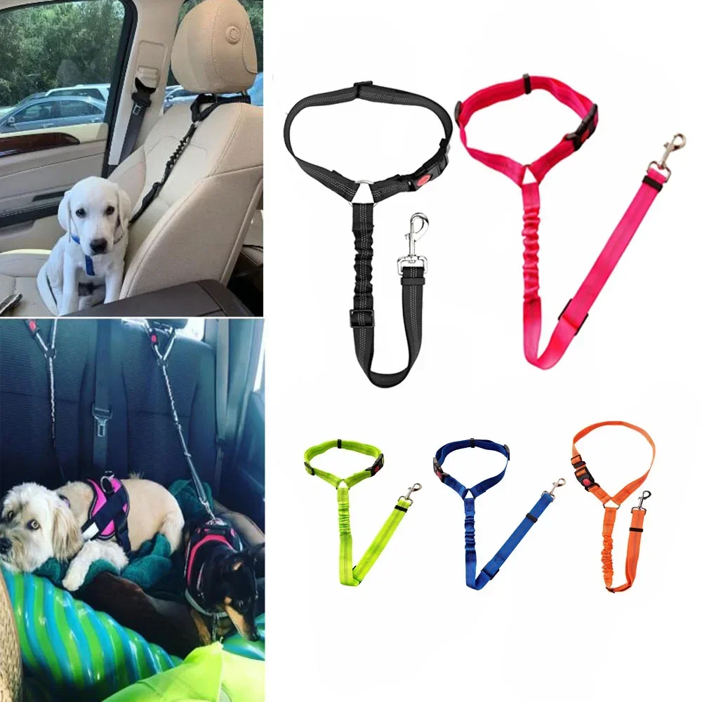 Reflective Dog Seat Belt,Adjustable Puppy Pet Dog  Car Safety Leash,Elastic Bungee Vehicle SUV Truck Dog Chest Blet Harness Rope