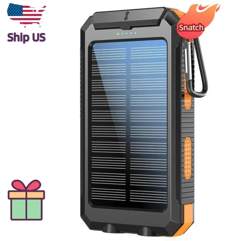 

Водонепроницаемый портативный аккумулятор на 10000 мАч с солнечной зарядкой для использования на улице - Быстрая зарядка