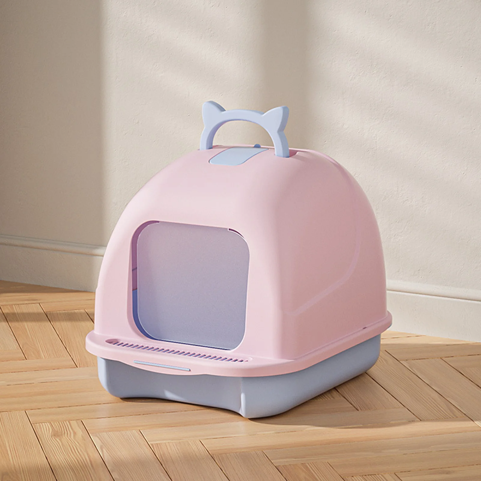 

Large Cat Litter Box with Lid Closed Kitten Litter Pan with Litter Scoop Cat Enclosed Toilet Spacious Interior Pet Supplies