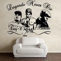 Tupac Eazy-E Notorious B.I.G Rappers Hip Hop Legends DIY Wall Art Sticker Decal Music Star Vinyl Home Decor 881