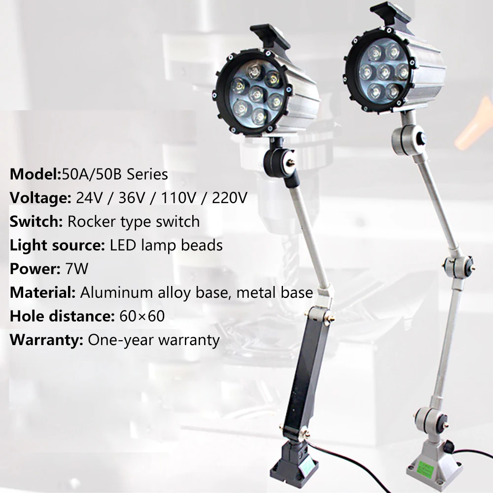 LED Machine Tool Work light 24V 36V 110V 220V Lathe Long Arm Lighting Foldable LED Lamp Beads 7W12W Waterproof Machine Tool Lamp