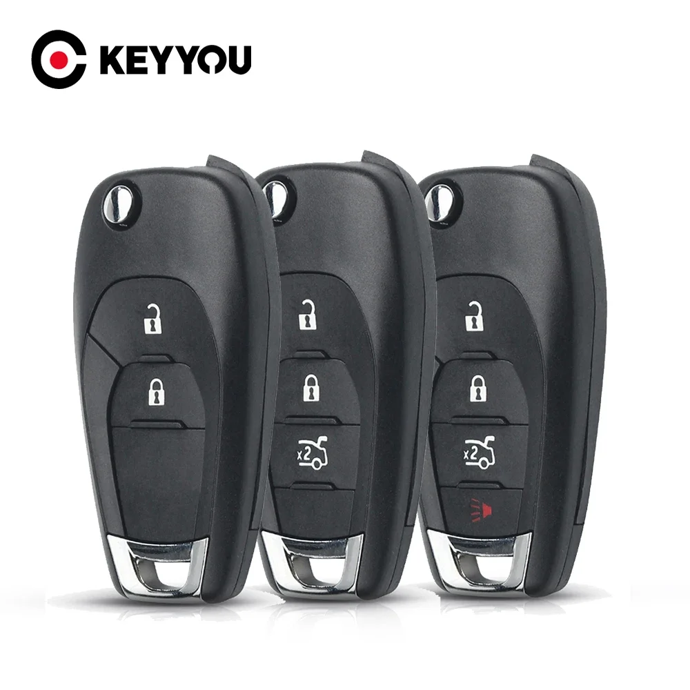

KEYYOU For Chevrolet Cruze Aveo 2014-2018 Flip Cover Modified 2/3/4 Buttons Flip Remote Key Fob Shell Case Replacement