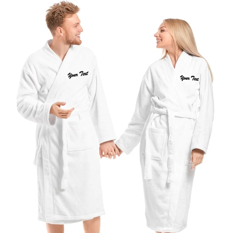 Personalized Cotton Bathrobe 1 Piece Terry Cotton Unisex Robe Monogrammed Bathrobe Mrs Mr Couple Batchrobes Matching Wedding