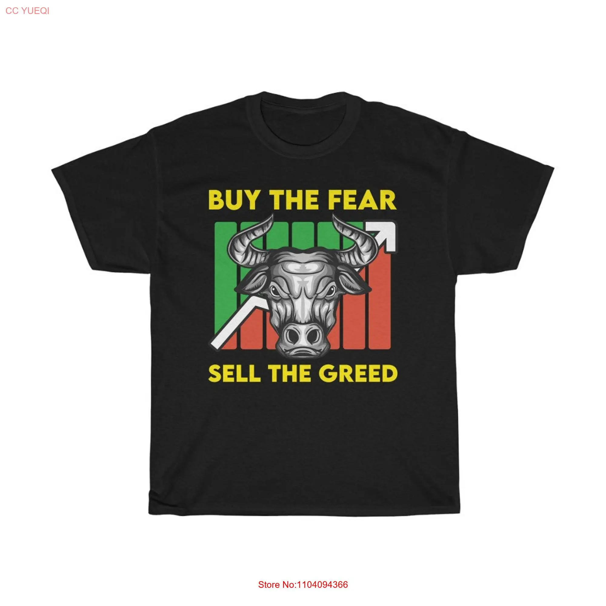 Buy The Fear Sell Greed T shirt Stock Broker Bull Market Trader long or short sleeves