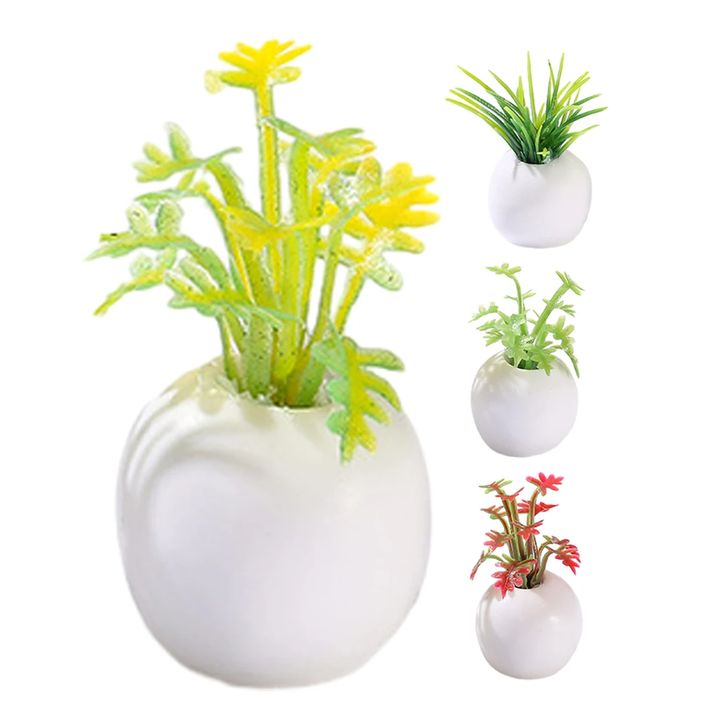 

4pcs Mini Artificial Succulents Potted Plants House Bonsai Supplies Miniature Landscape Props Small Resin Decor