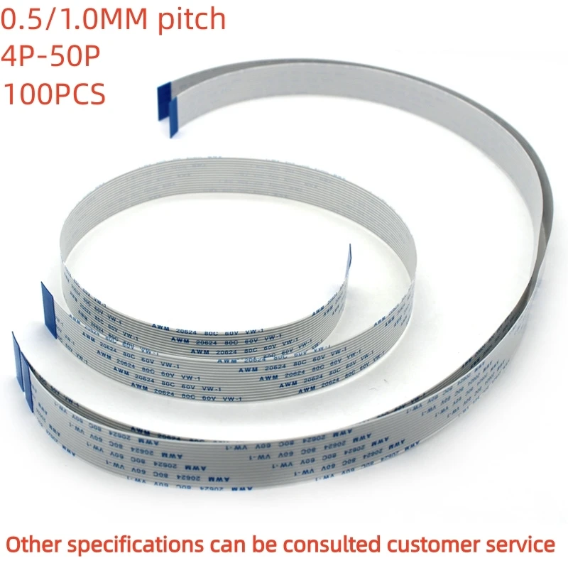 100PCS FFC/FPC flexible cable 0.5/1 4P/6/8/10/12/14/22/20/30/32/34/36/40/50 pin