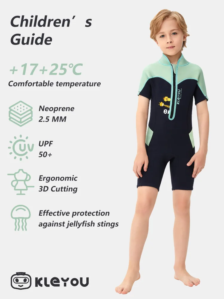 

2.5MM Boy Neoprene Keep Warm Water Sports Bathing Spearfishing Swim Diving Suit Scuba Short Sleeve Snorkeling Beach WetSuit