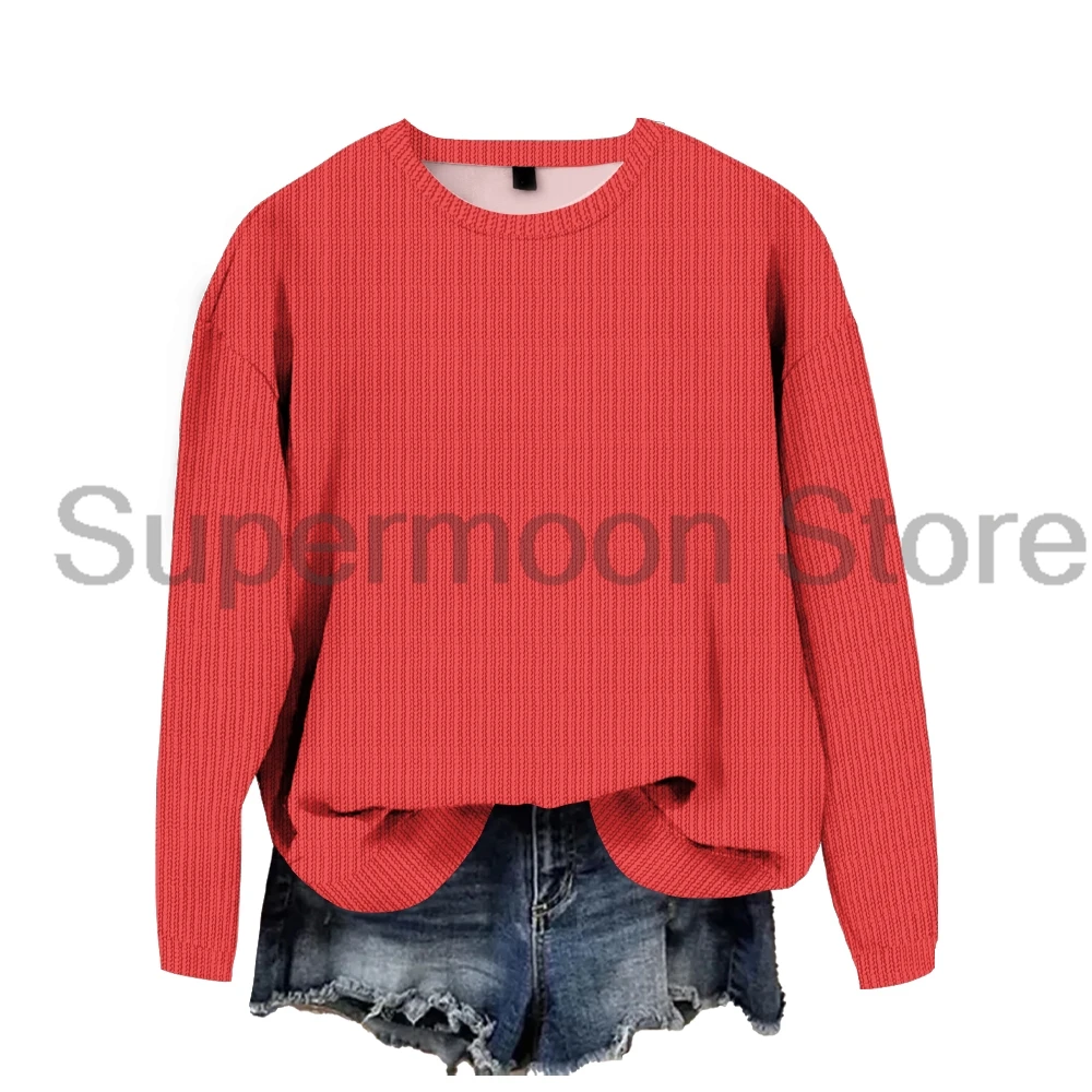 Custom DIY Sweater Women's Knitted Jumpers Crewneck Long Sleeve Casual Streetwear Solid Color Pullover Tops Trendy Outfits