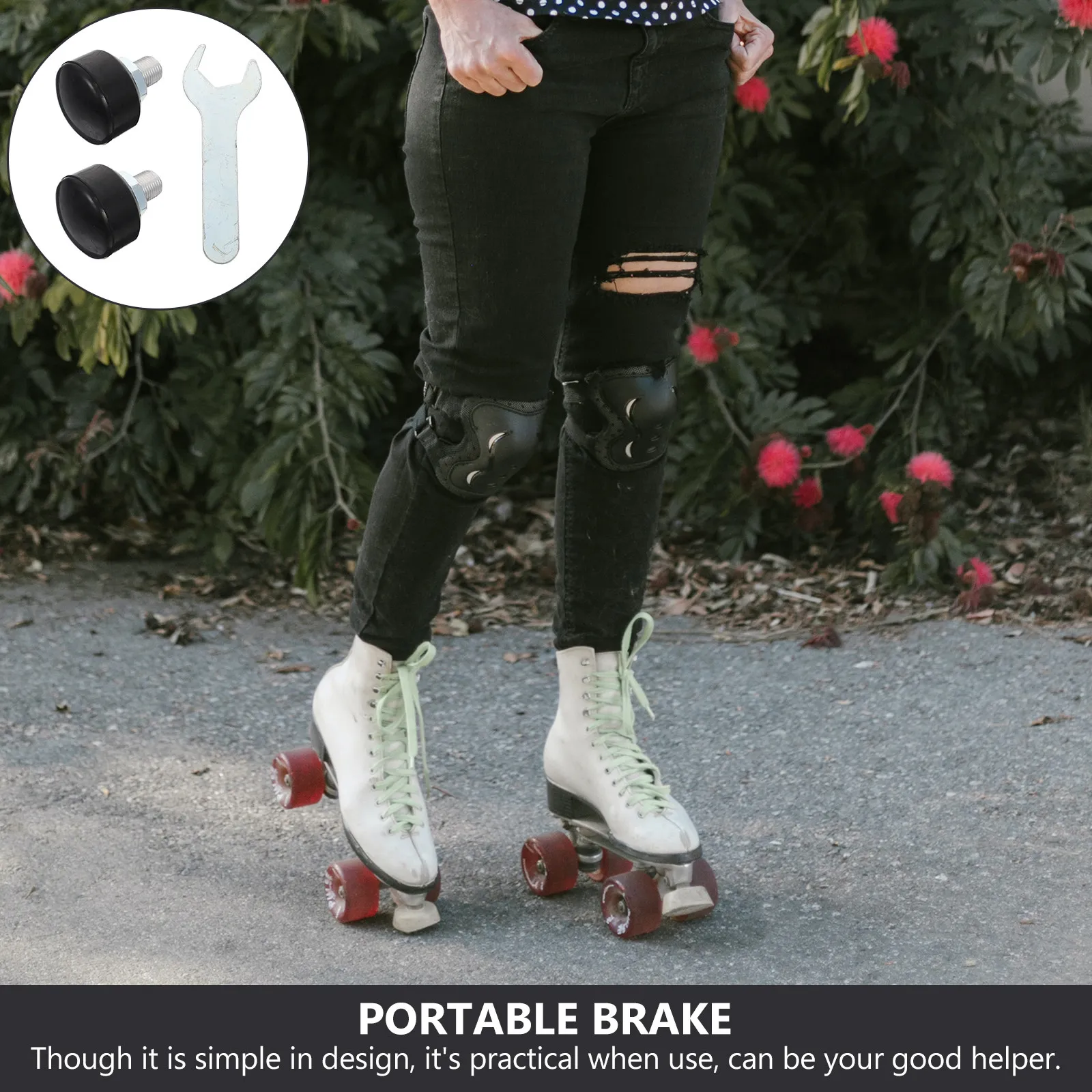 

Комплект из 1 комплекта премиальных износостойких нескользящих тормозов для роликовых коньков (для двух- и четырехрядных коньков), регулируемые, легко устанавливаемые, бесшумные, для комфортного катания