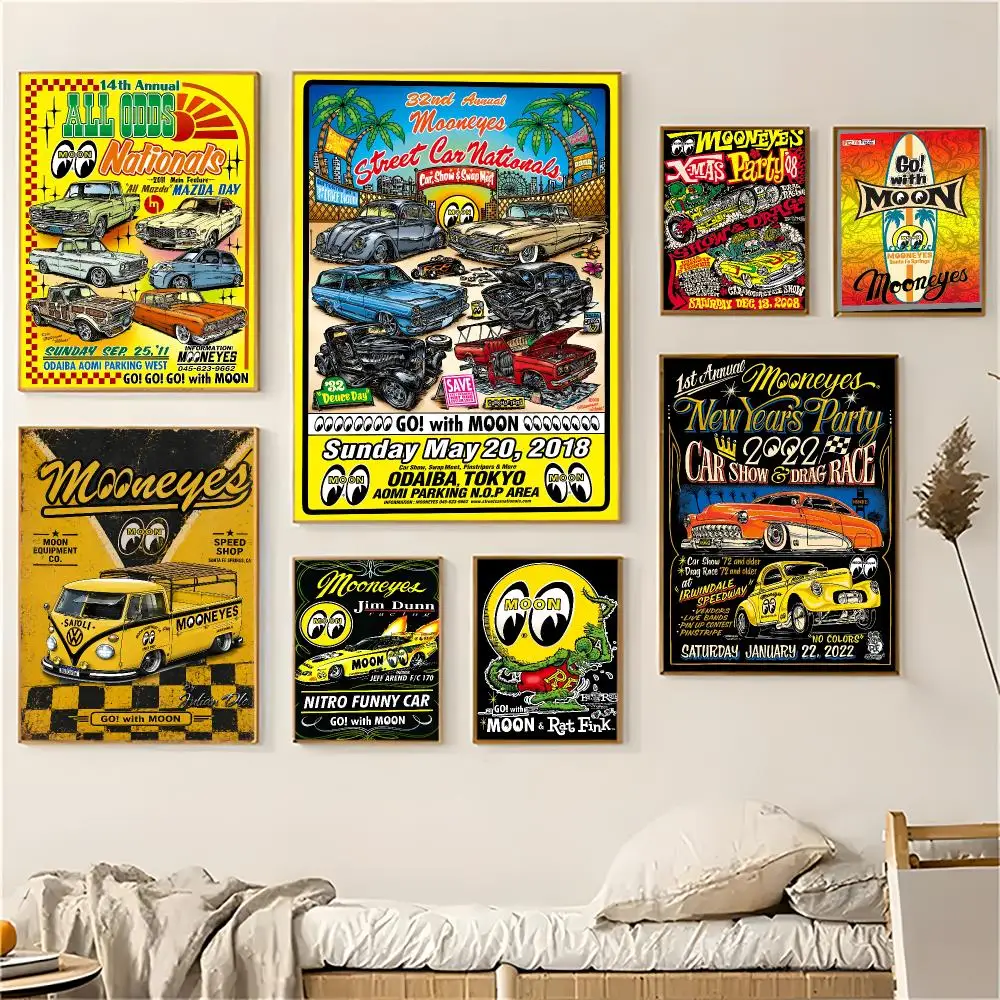 Fashion M-Mooneyes Poster Wall Art Poster Sticker For Living Room Bar Bedroom Home Decoration
