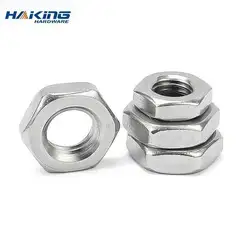 2-25pcs Steel Nut M2.5 M3 M4 M5 M6 M8 M10 M12 M14 M16 304 A2-70 Stainless Steel Flat Hex Hexagon Thin Nut Jam Nut DIN439 GB6172