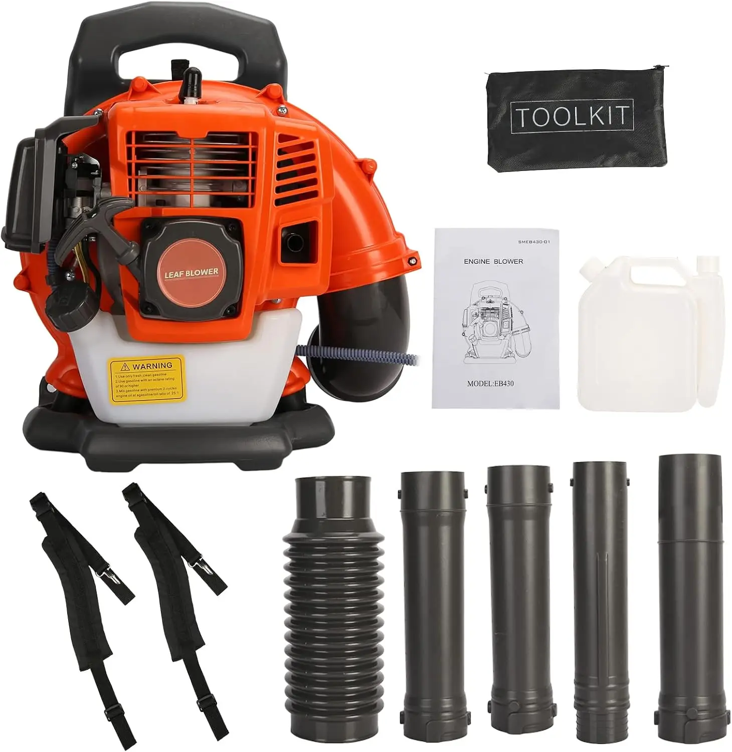 Cordless Leaf Blower, 52CC Gas Powered Backpack Leaf Blower for Lawn Care, Snow Blower 1.2 L Fuel Tank 6800r/min Large Air Volum