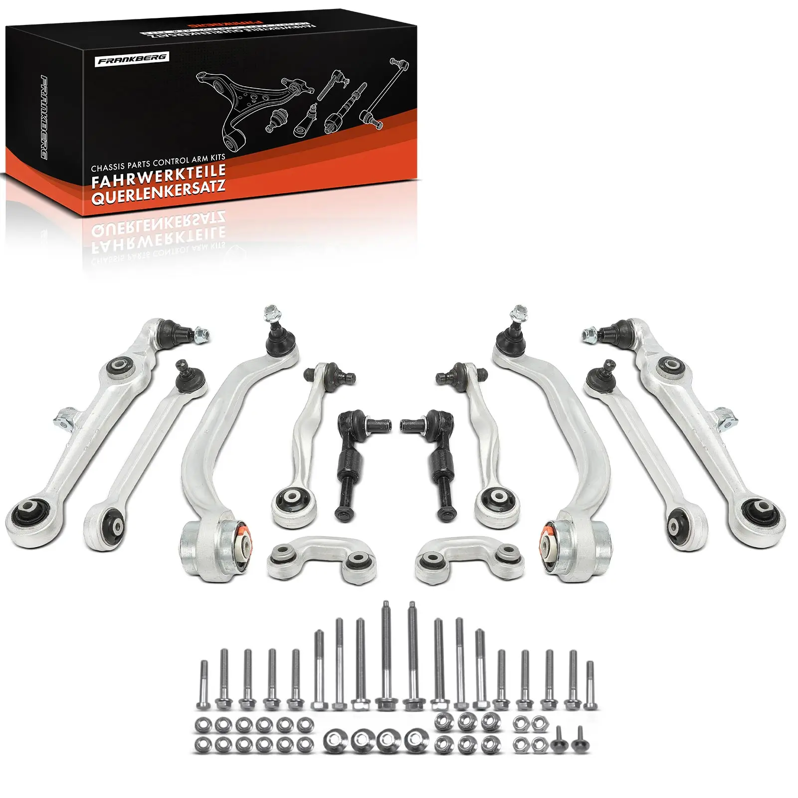 Frankberg 12-delige draagarmset vooras voor VW Passat 3 B2 3B3 Passat stationwagen 3B5 Passat Variant 3B6 Audi A4 8D2 4D0407694E