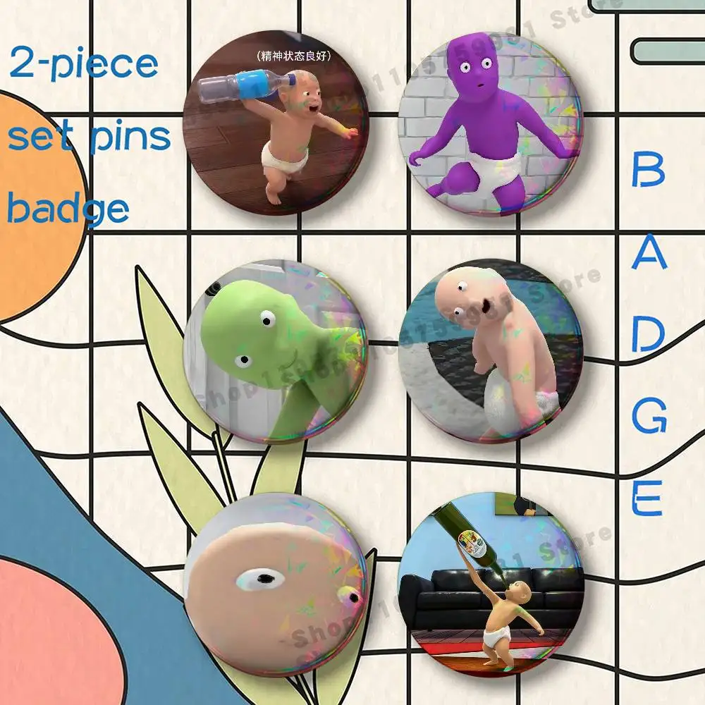 Funny Whos Your Daddy Brooches for Backpack Accessories 25 32 44 58 75mm Round 2-piece set Free Mix