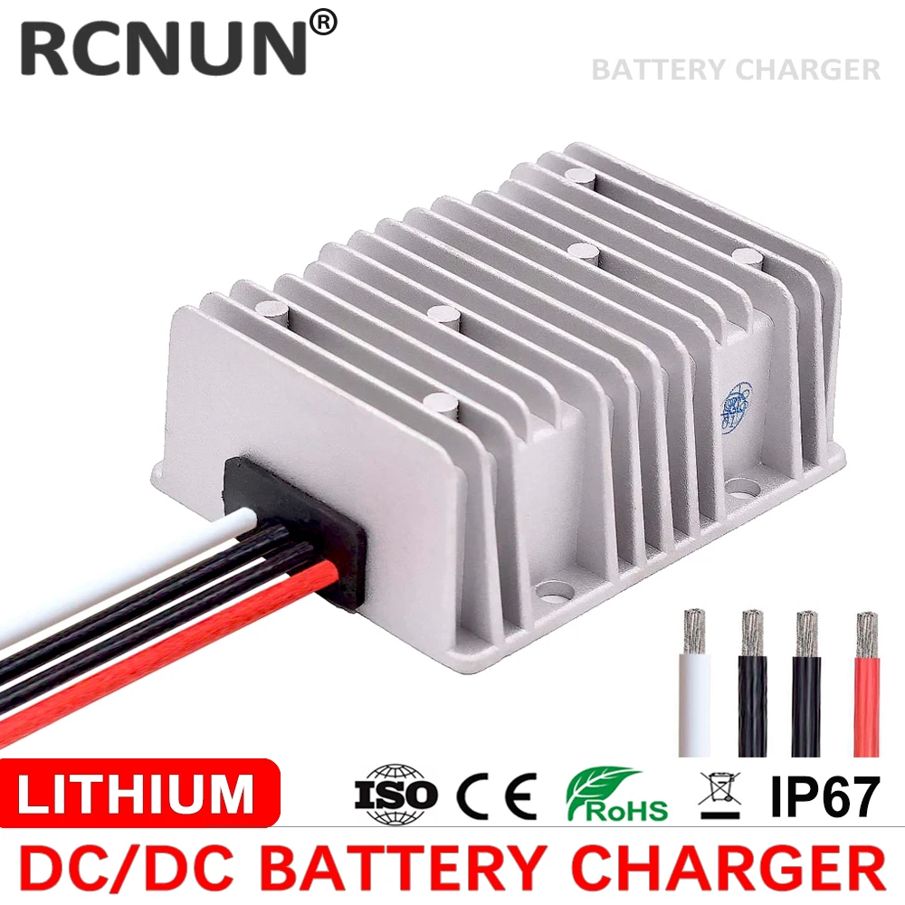 RCNUN DC 8-36V 12V to DC 12.6V 13.8V 14.6V 16.8V 20A Dual Battery Charger for 12V Lifepo4 Lithium Le