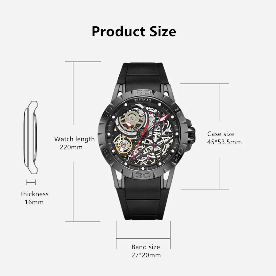 RUIMAS Mechanical Watches for Men Top Brand Luxury Military Clock Wristwatch Waterproof Sport Watch Relogios Masculino 6778