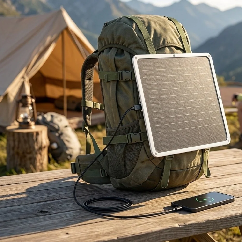 5W Foldable for solar Panel for Mobile Devices Dual 5V USB Outputs Monocrystalline Silicon 214x184x2.5mm Lightweight