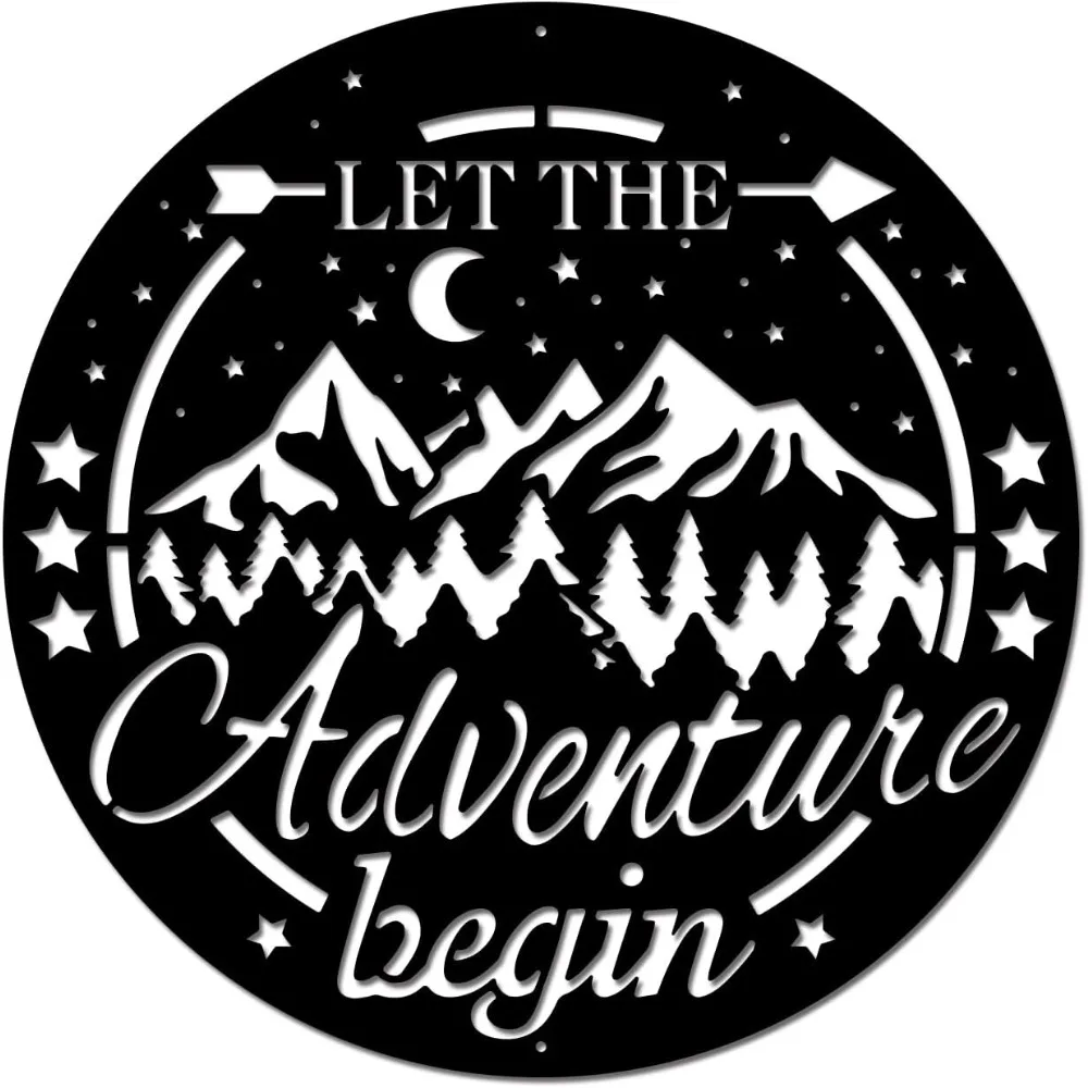 

Starry Sky Metal Wall Art Mountain Forest Wall Decor Metal Sculpture Let The Adventure Begin Metal Ornament Wall Hanging Sign