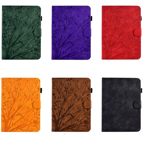 Imagen 2 del producto Funda tipo billetera de cuero con árbol en relieve para Ipad 10 ""2 funda 9th 10,9 10th Air3 Pro 10,5 9,7 5th 6th Mini 6 Air2 tarjetas Solt Cover Fundas