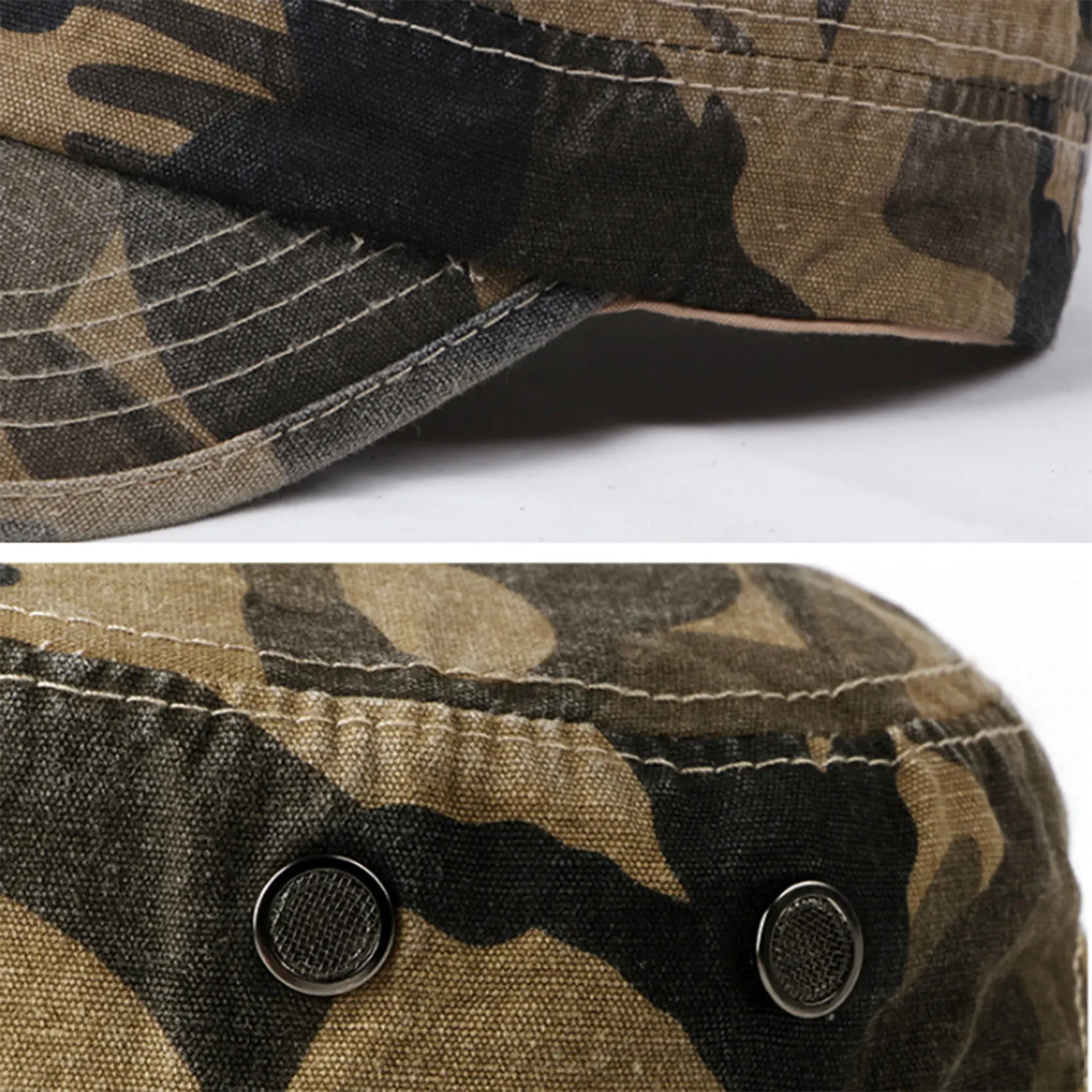 Men\'s Camouflage Flat Top Adjustable Military Trucker Driving Fishing  Sun Hat Cap For Male Outerwear