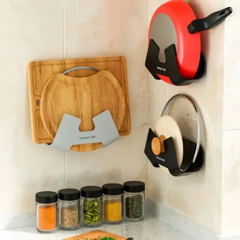 Multifunction Wall Mounted Pot Lid Holder Pan Pot Pan Cover Stand Cutting Board Holder Organizer Tools Kitchen Accessories