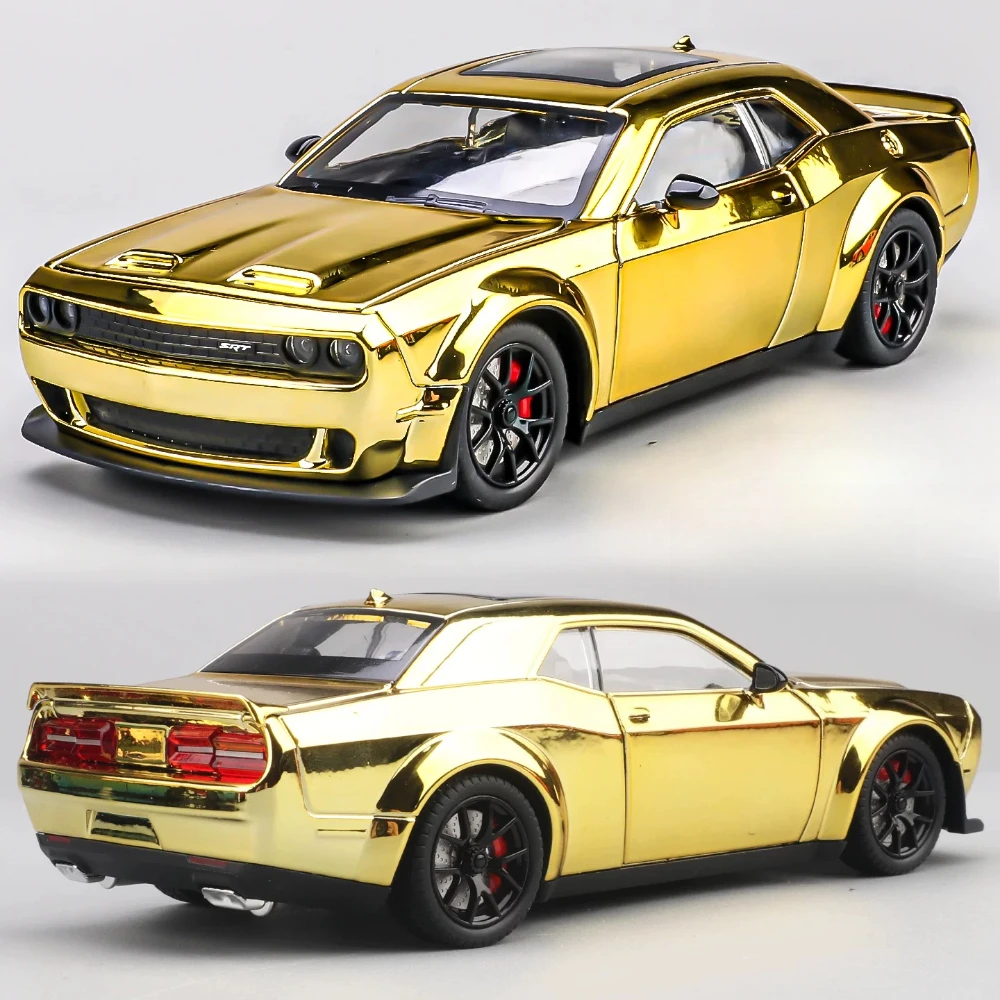 1:24 Hellcat Charger 1970 Toy Car Model Pull Back Alloy Diecast Rubber Tires Miniature Models Metal Cars Gift for Birthdays