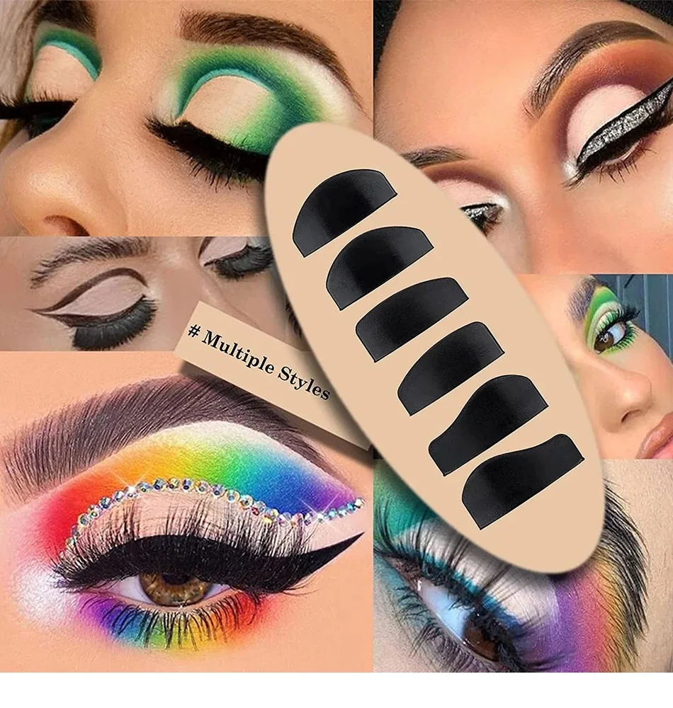 مجموعة طوابع مكياج العيون 6 في 1 - ختم كحل مجنح مع 6 رؤوس قابلة للاستبدال وحامل تجفيف، أداة استنسل سريعة التماثل لـ P