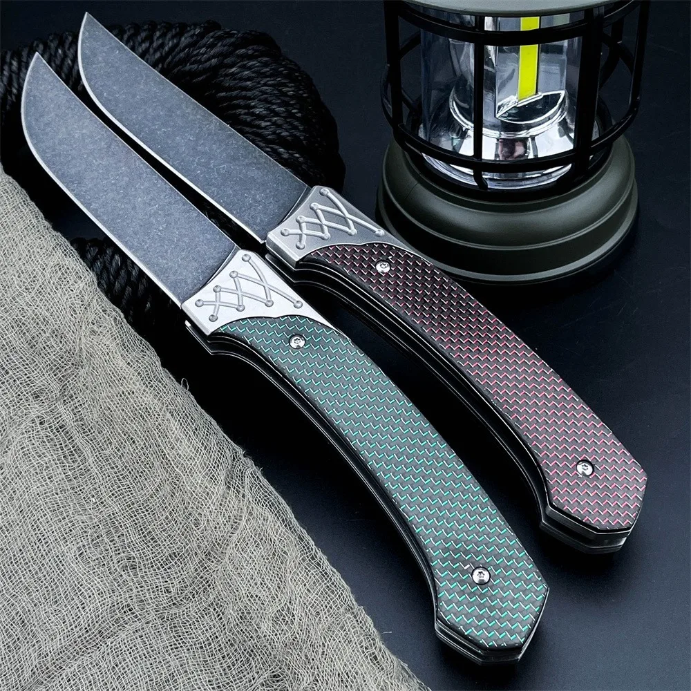

High-Quality EDC Folding Knife with D2 Blade and Carbon Fiber Handle Jungle Exploration Outdoor Camping Self-Defense Knives