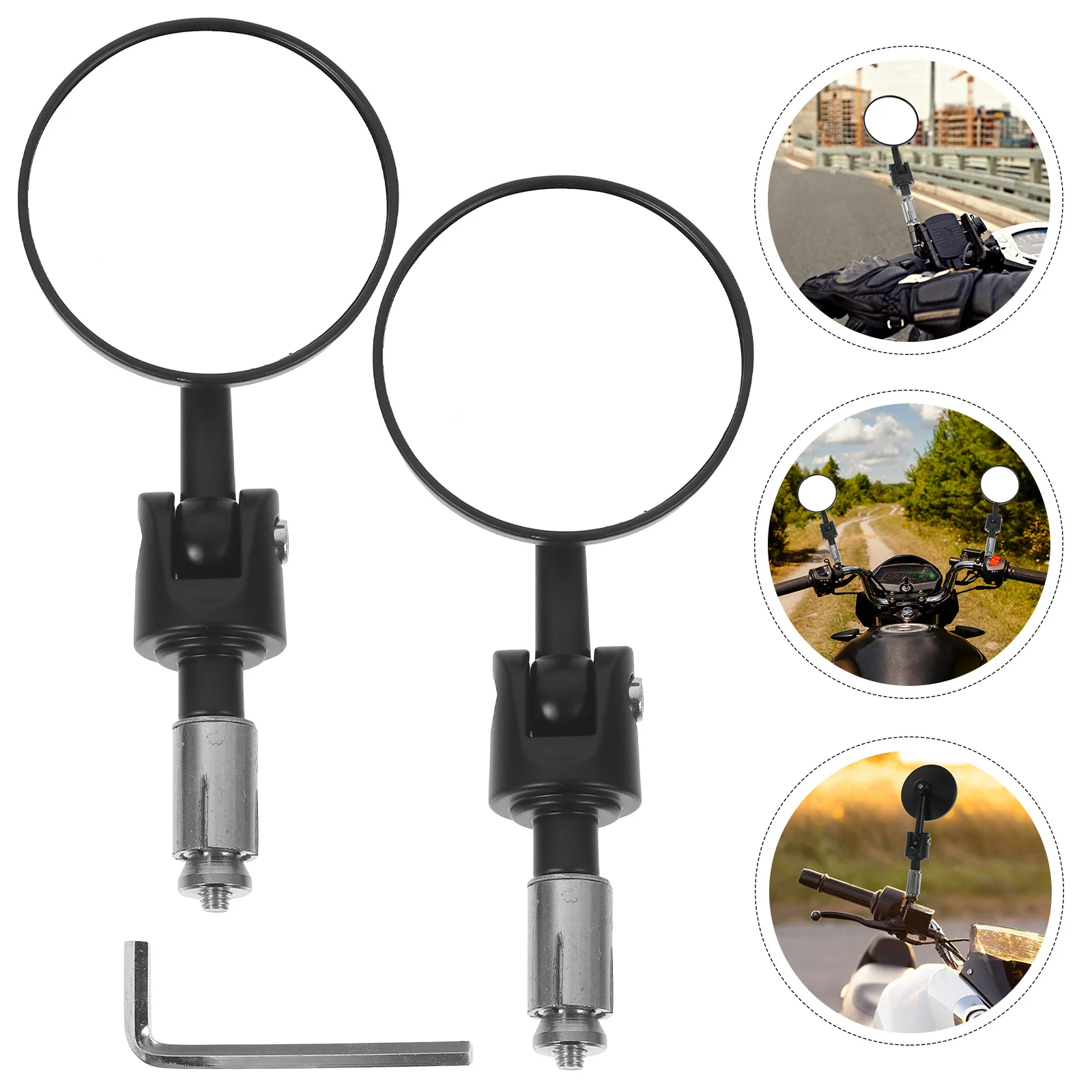 

2Pcs Bike Side View Mirror High Definition Adjustable Bicycle Motorcycle Handlebar Mirrors with Wrench Included