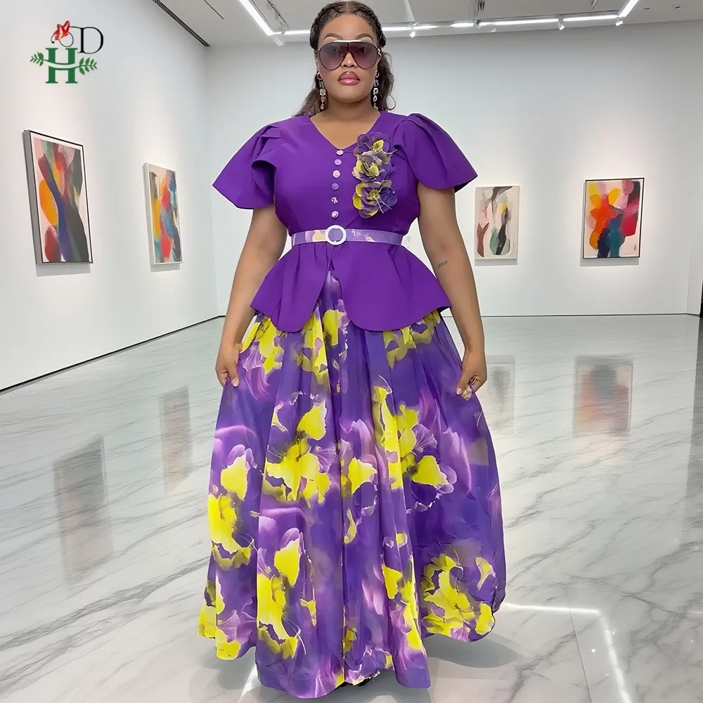 2025 nueva moda Dashiki con cinturón Maxi vestido de fiesta de cena estampado Vintage Vestidos casuales bata mujer africana vestido de verano turco