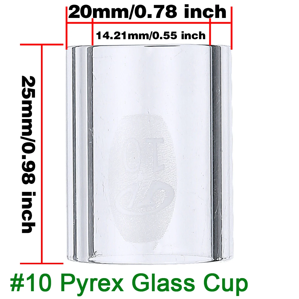 Chalumeau à souder TIG Durable, lentille à gaz #10, Kit de coupelles en verre avec joints toriques, Kit de buse de pince pour chalumeau à souder WP-17 WP18 WP26 10 pièces