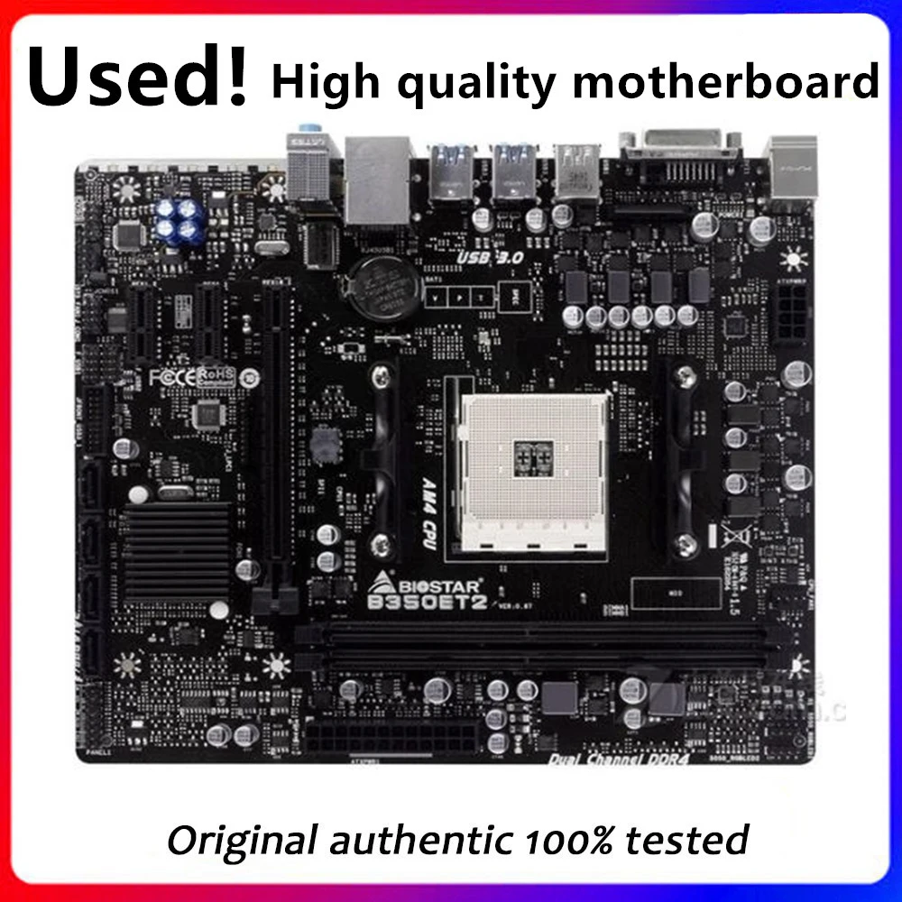 For Biostar B350ET2 Motherboard Socket AM4 DDR4 For AMD B350M B350 Original Desktop Used Mainboard